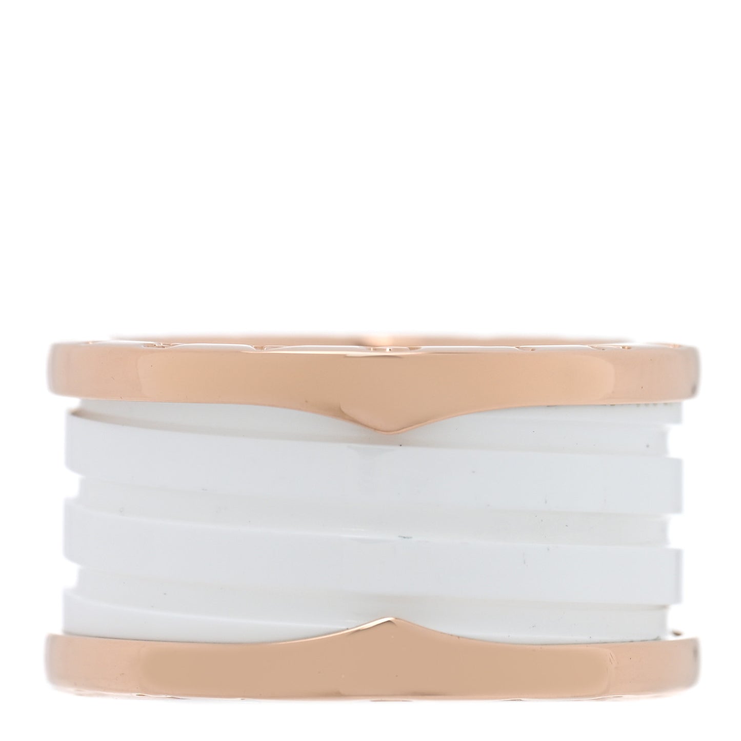 18K Rose Gold White Ceramic B.Zero1 Four-Band Ring 56 7.5
