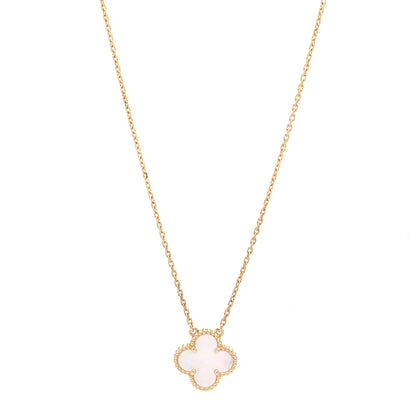 Van Cleef & Arpels 18K Yellow Gold Mother of Pearl Vintage Alhambra Pendant Necklace 1 of 7