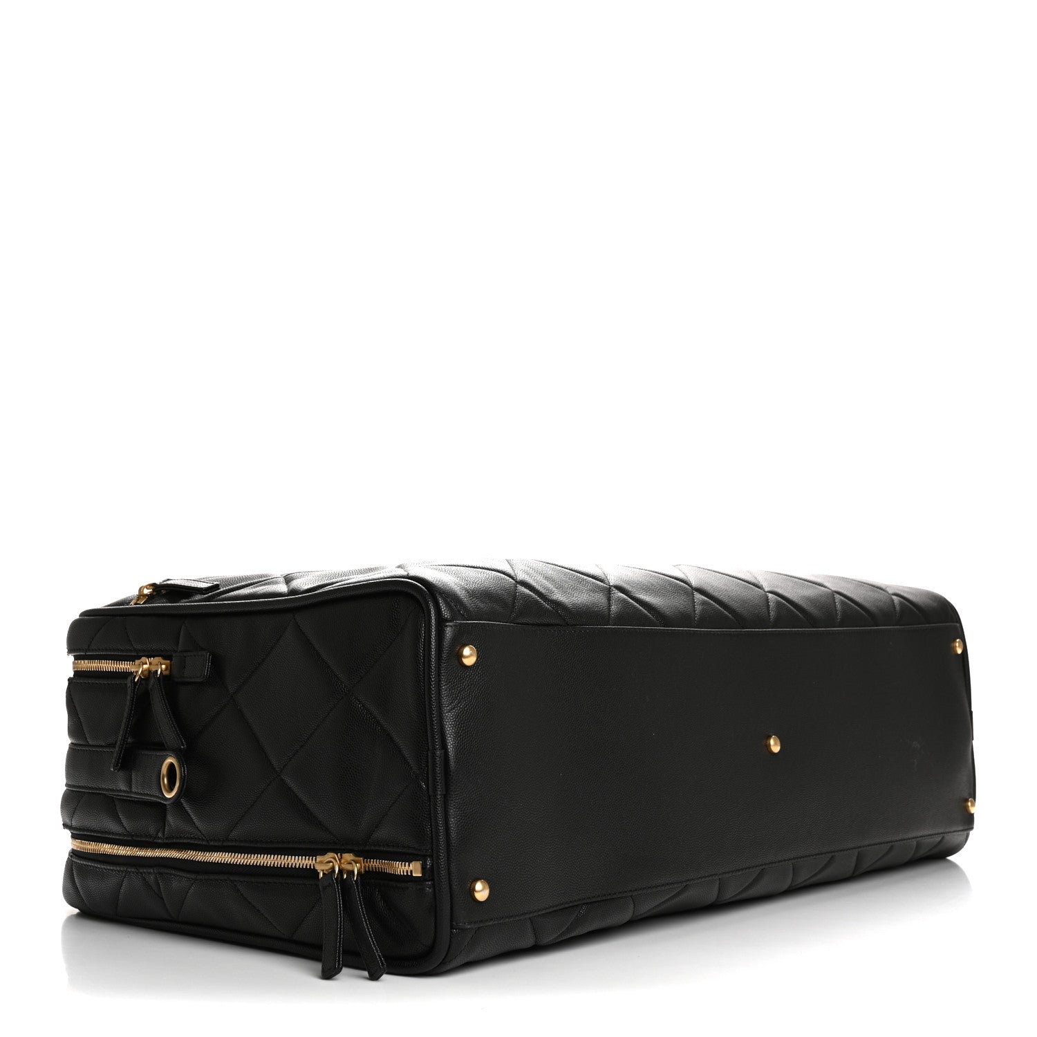 Chanel Shiny Grained Calfskin Quilted Large Travel Bowling Bag Black 3 of 11