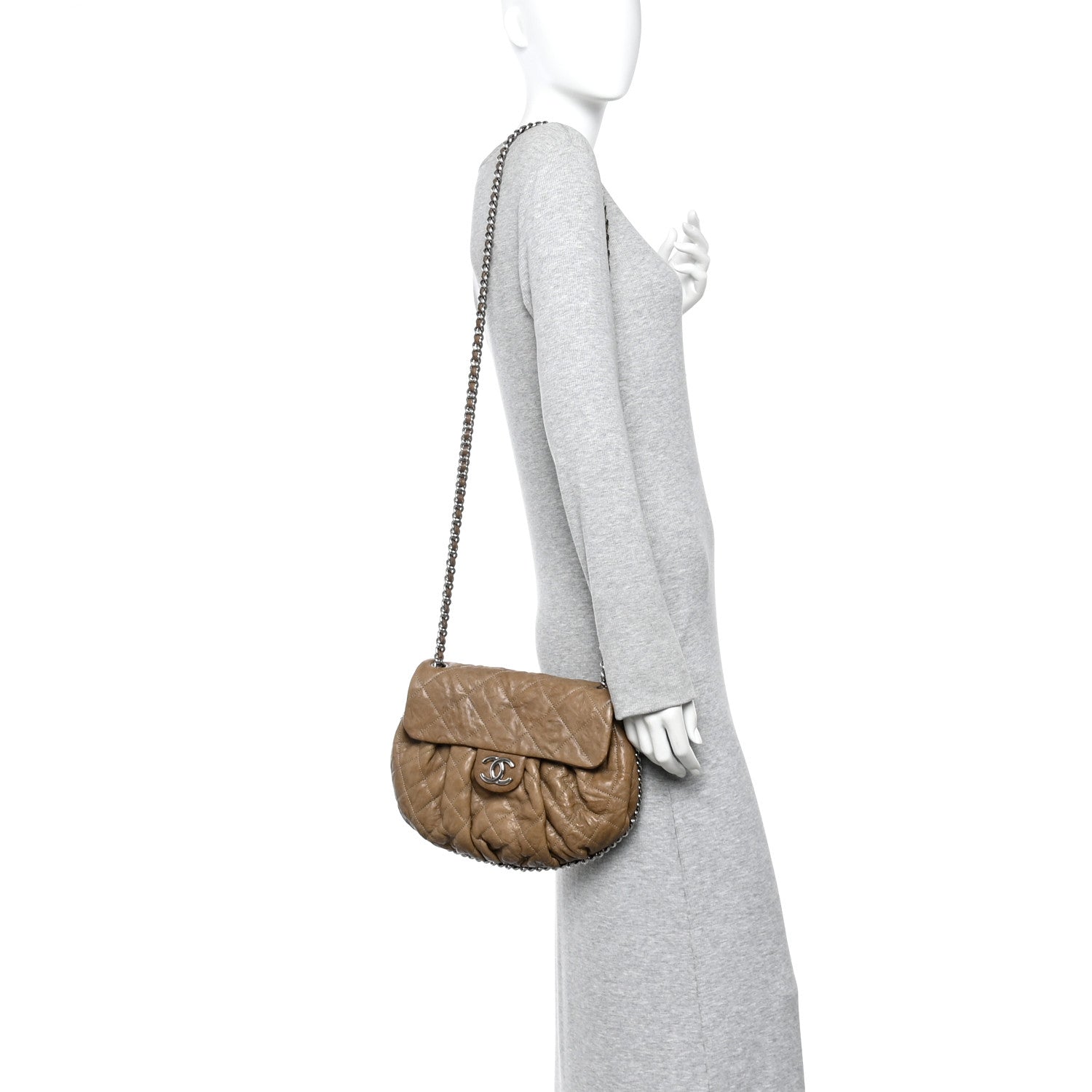 Chanel Washed Lambskin Quilted Medium Chain Around Messenger Brown 2 of 10