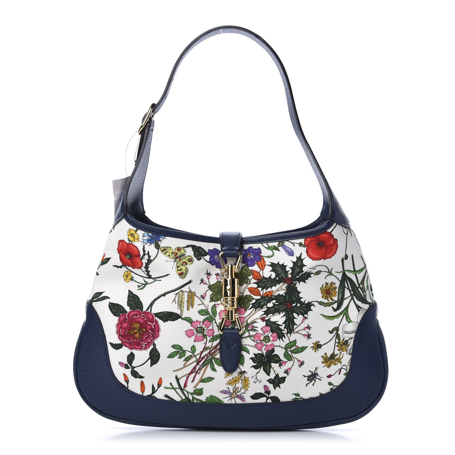 Gucci Canvas Flora Medium Jackie Hobo Blue Agata 1 of 11