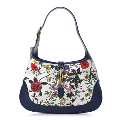 Gucci Canvas Flora Medium Jackie Hobo Blue Agata 1 of 11