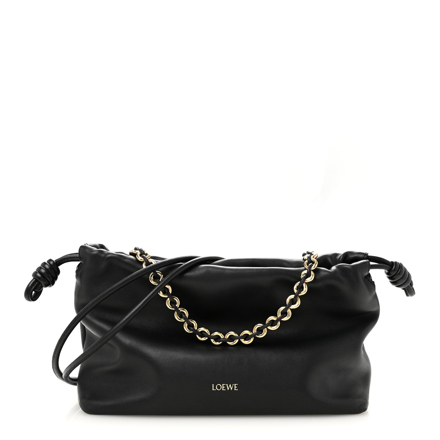 Loewe Mellow Nappa Medium Donut Chain Flamenco Knot Clutch Black 1 of 12