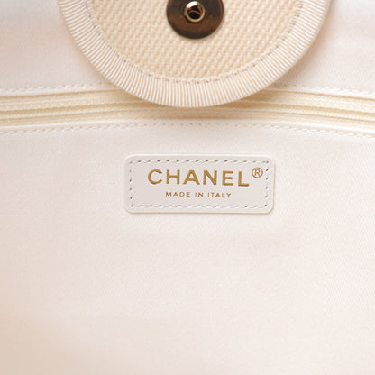 Chanel Canvas Pearl Large Deauville Tote Ecru Beige 6 of 10