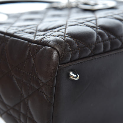Christian Dior Lambskin Cannage Medium Lady Dior Dark Brown 9 of 16