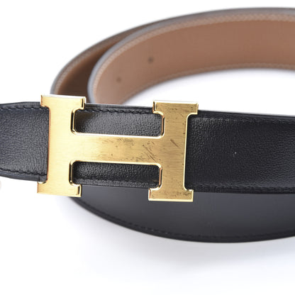 Hermes Box Togo 32mm H Belt 90 Black Gold 9 of 10