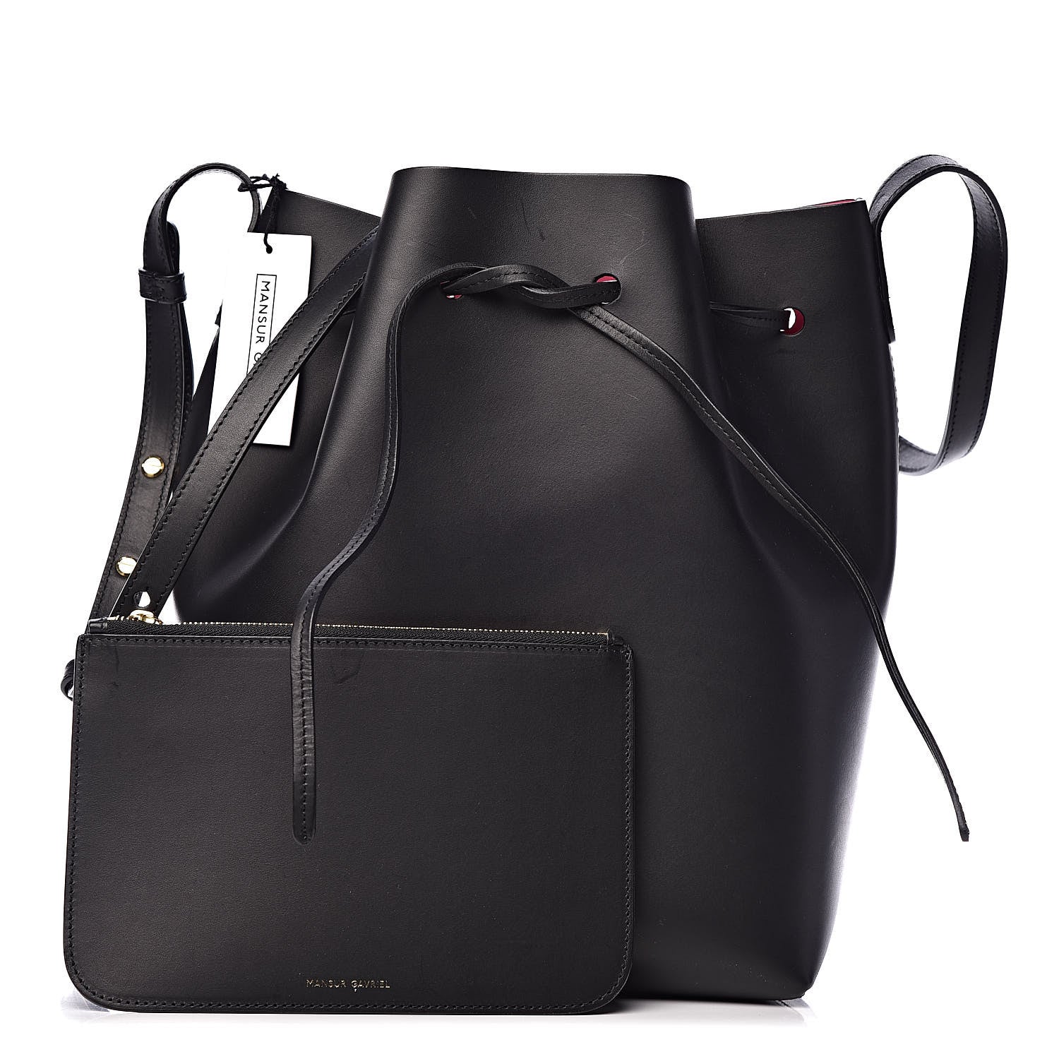 Mansur Gavriel Vegetable Tanned Calfskin Bucket Bag Black Dolly 1 of 9