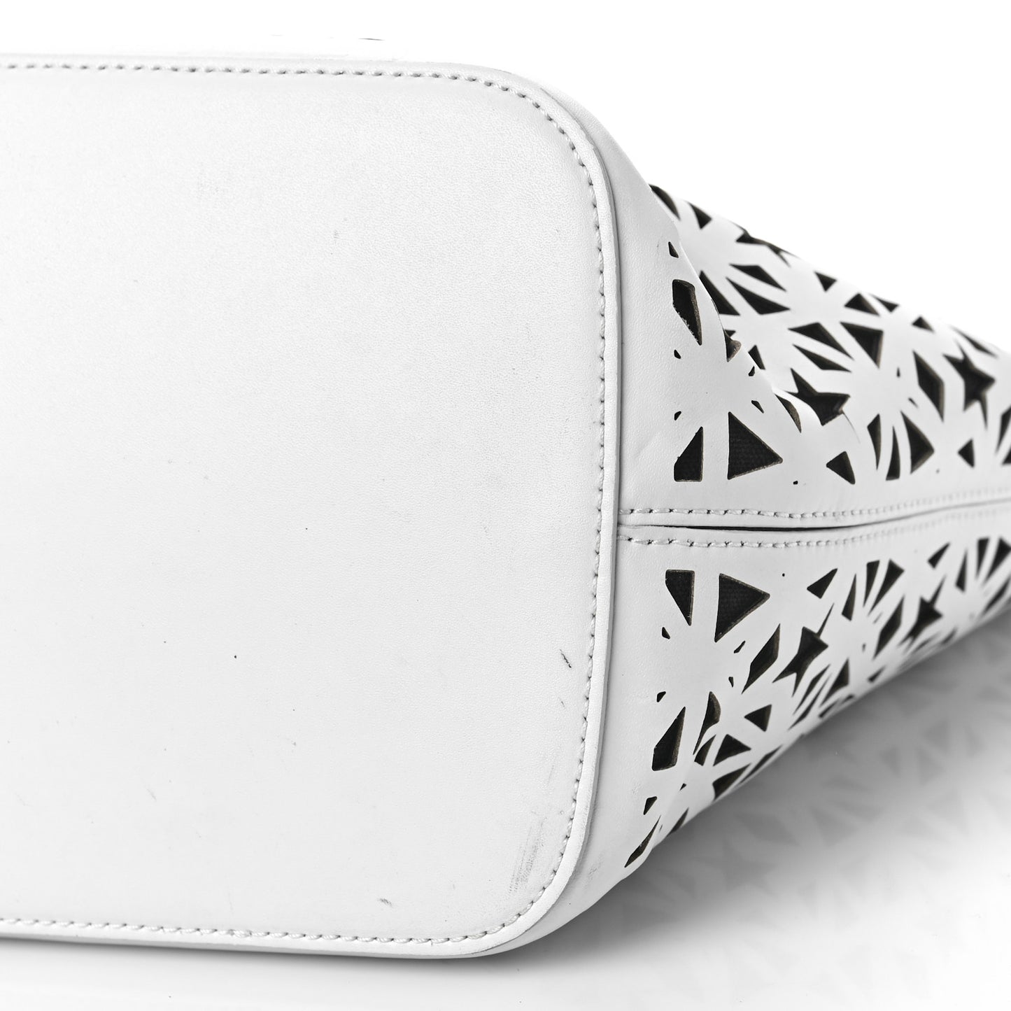 Calfskin Lazer Cut Medium Antigona Tote Black White