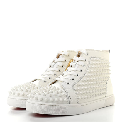 Christian Louboutin Calfskin Laminato Dino Spikes Yang Louis Flat Sneakers 37.5 Latte Gold 3 of 13