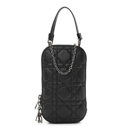 Christian Dior Lambskin Cannage Lady Dior Phone Holder Black 1 of 10