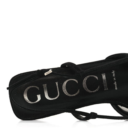 Gucci Tela Retino Kid Scamosciato Crystal GG Monogram Square G Slingback Flat 37.5 Black 7 of 8