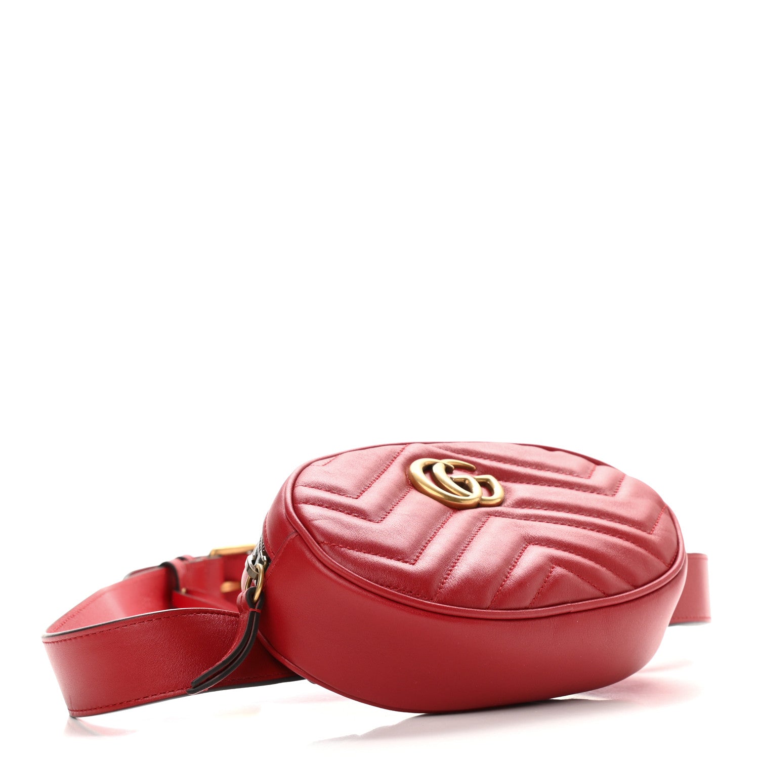 Gucci Calfskin Matelasse GG Marmont Belt Bag 85 34 Hibiscus Red 4 of 11