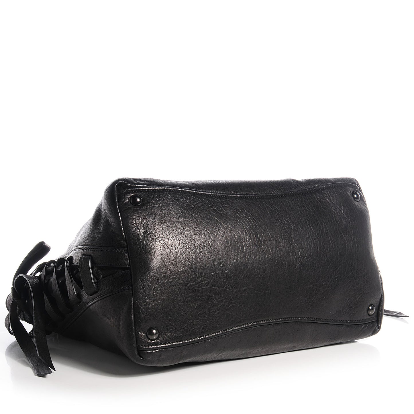 Nappa Monk Leather Bow Double Handle Satchel Nero Black