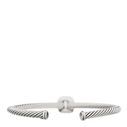 David Yurman Sterling Silver Diamond Prasiolite 4mm Noblesse Cable Bracelet 2 of 3