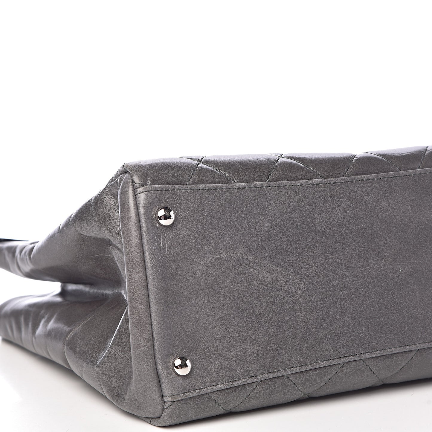 Glazed Calfskin Quilted Small CC Delivery Tote Grey