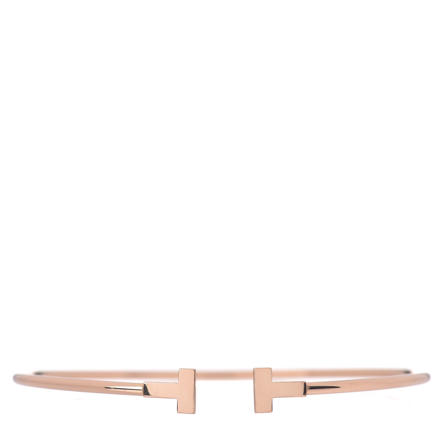 Tiffany 18K Rose Gold Narrow T Wire Bracelet 1 of 4