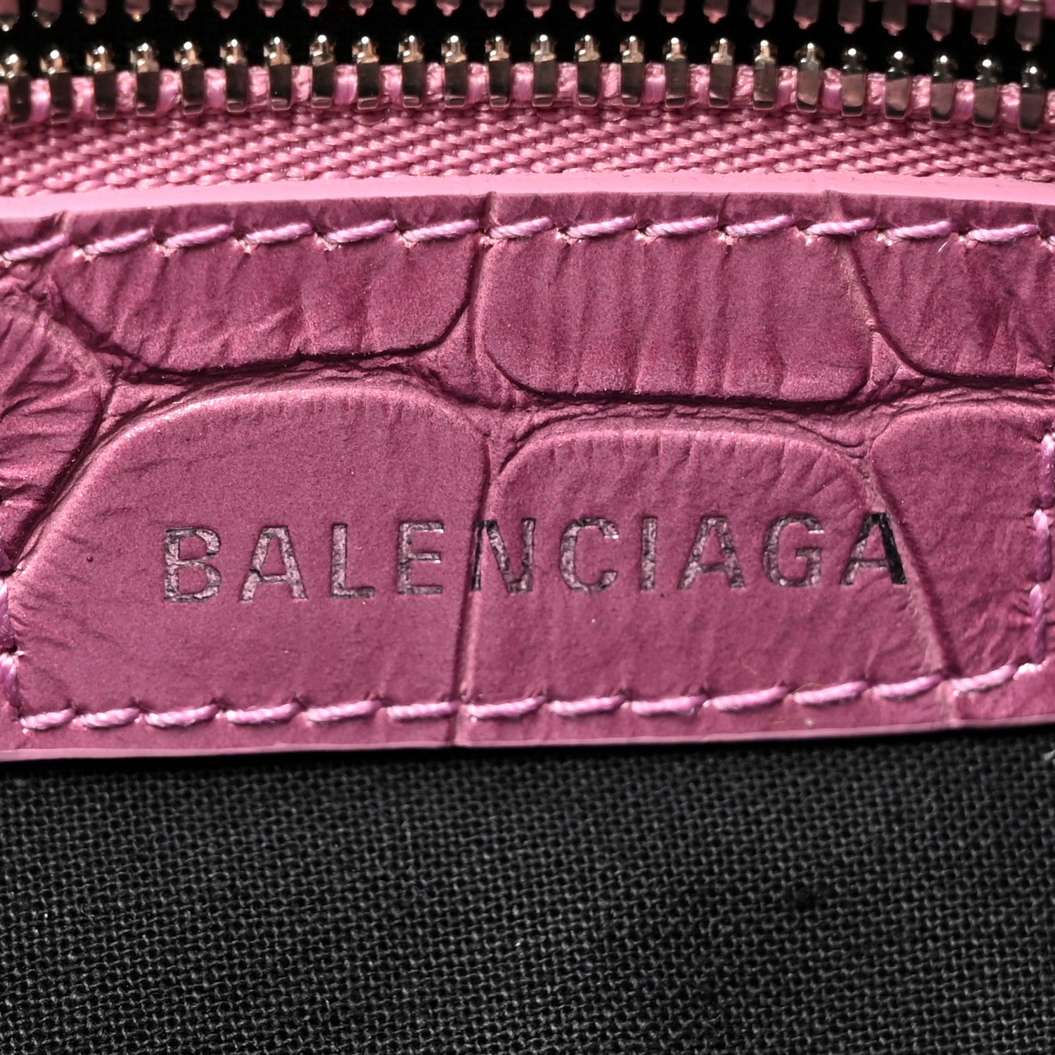 Balenciaga Metallic Extra Supple Calfskin Crystal Crocodile Embossed Small Le Cagole Shoulder Bag Pink 6 of 12
