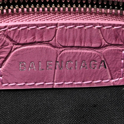 Balenciaga Metallic Extra Supple Calfskin Crystal Crocodile Embossed Small Le Cagole Shoulder Bag Pink 6 of 12