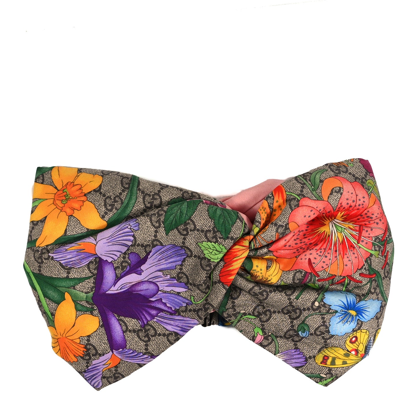 Silk Monogram Flora Print Headband M Pink