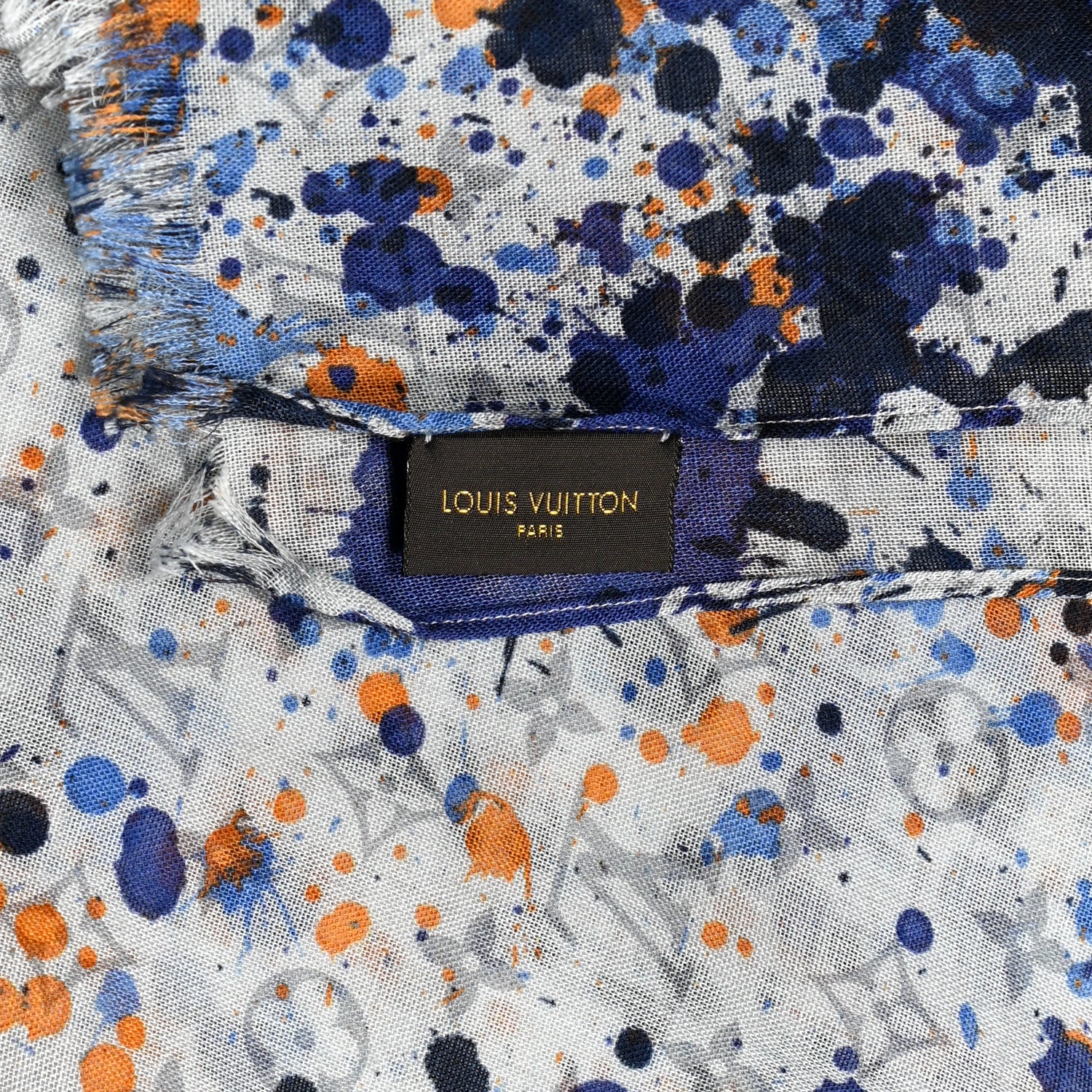 Louis Vuitton Silk Monogram Paint Splash Square Scarf Multicolor 5 of 5