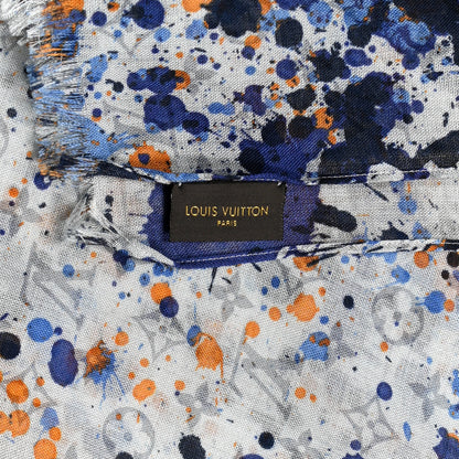 Louis Vuitton Silk Monogram Paint Splash Square Scarf Multicolor 5 of 5