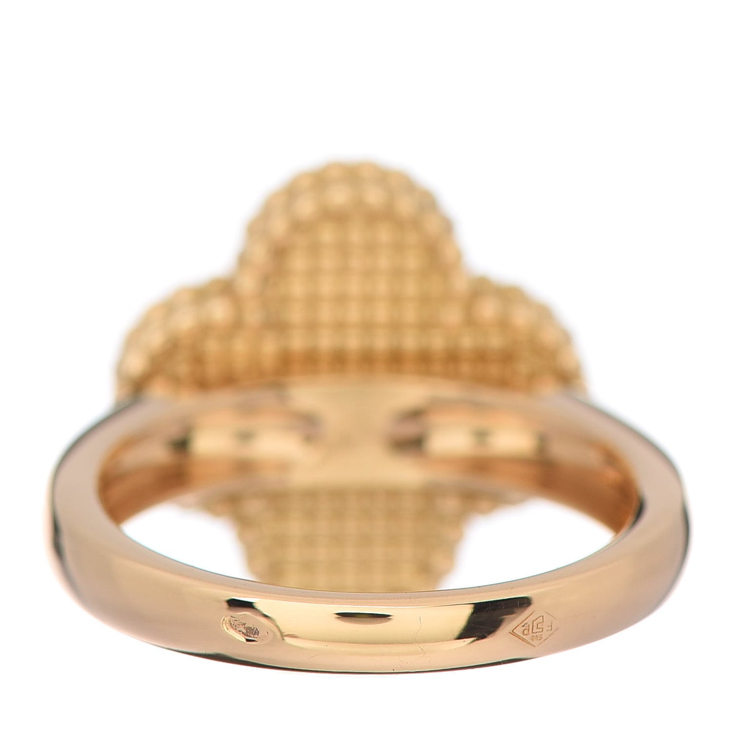 18K Yellow Gold Black Onyx Diamond Vintage Alhambra Ring 49 5