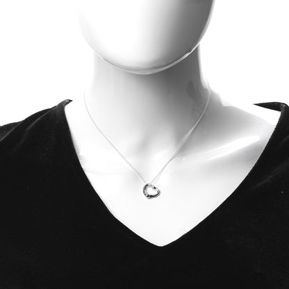 Tiffany Sterling Silver Diamond 16mm Elsa Peretti Open Heart Pendant Necklace 2 of 7