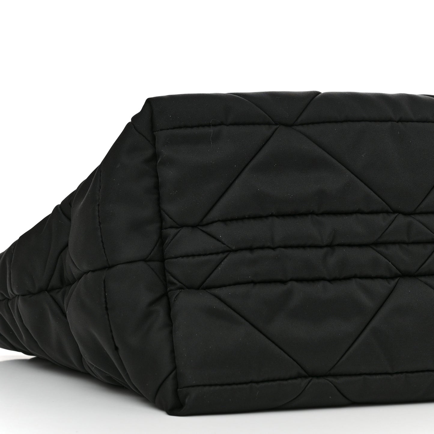 Re-Nylon Nappa Triangle Quilted Padded Small Double Handled Zip Tote Black