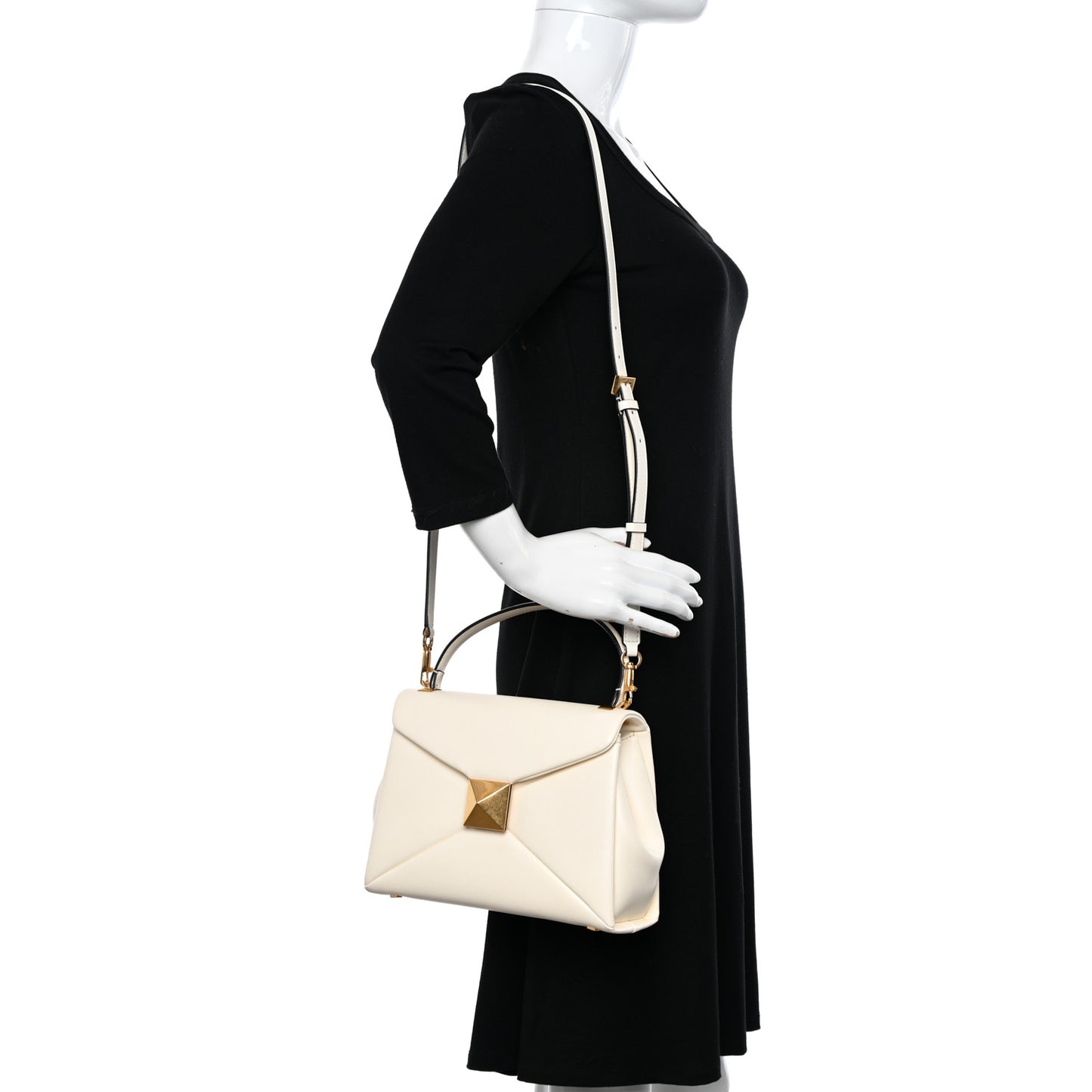 Nappa Small One Stud Top Handle Bag Ivory