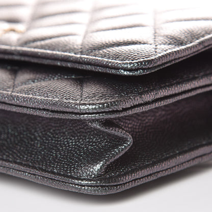 Chanel Iridescent Caviar Quilted Wallet On Chain WOC Black 10 of 11