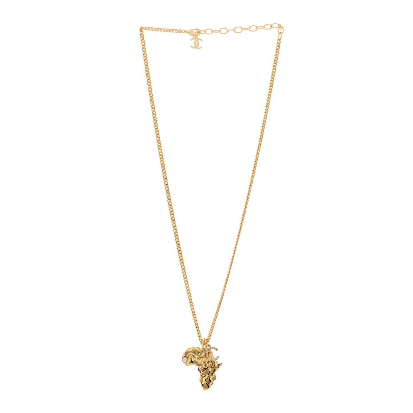 Crystal Pearl CC Africa Pendant Necklace Gold White
