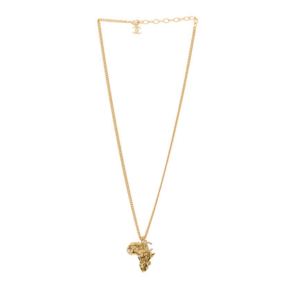Chanel Crystal Pearl CC Africa Pendant Necklace Gold White 3 of 7