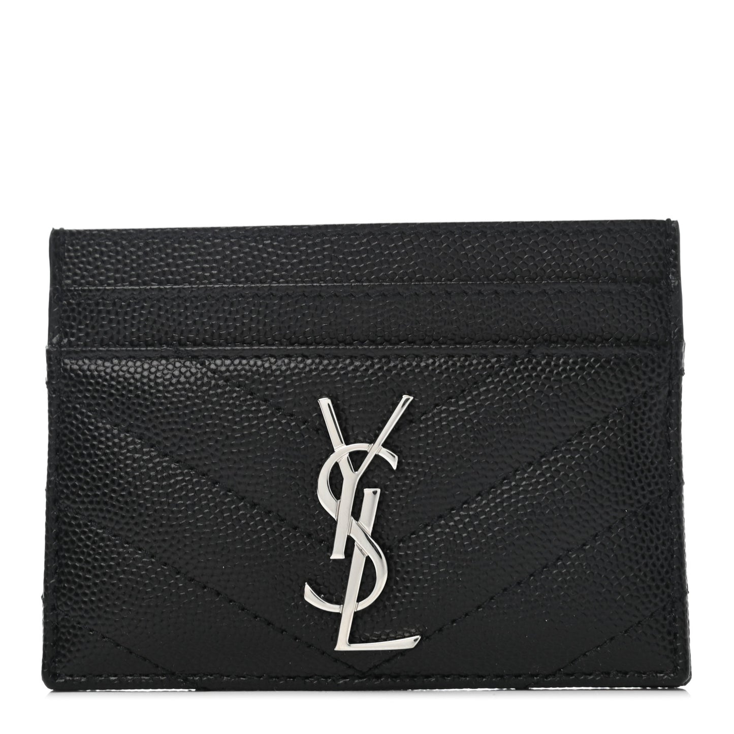 Grain De Poudre Matelasse Chevron Monogram Credit Card Case Black