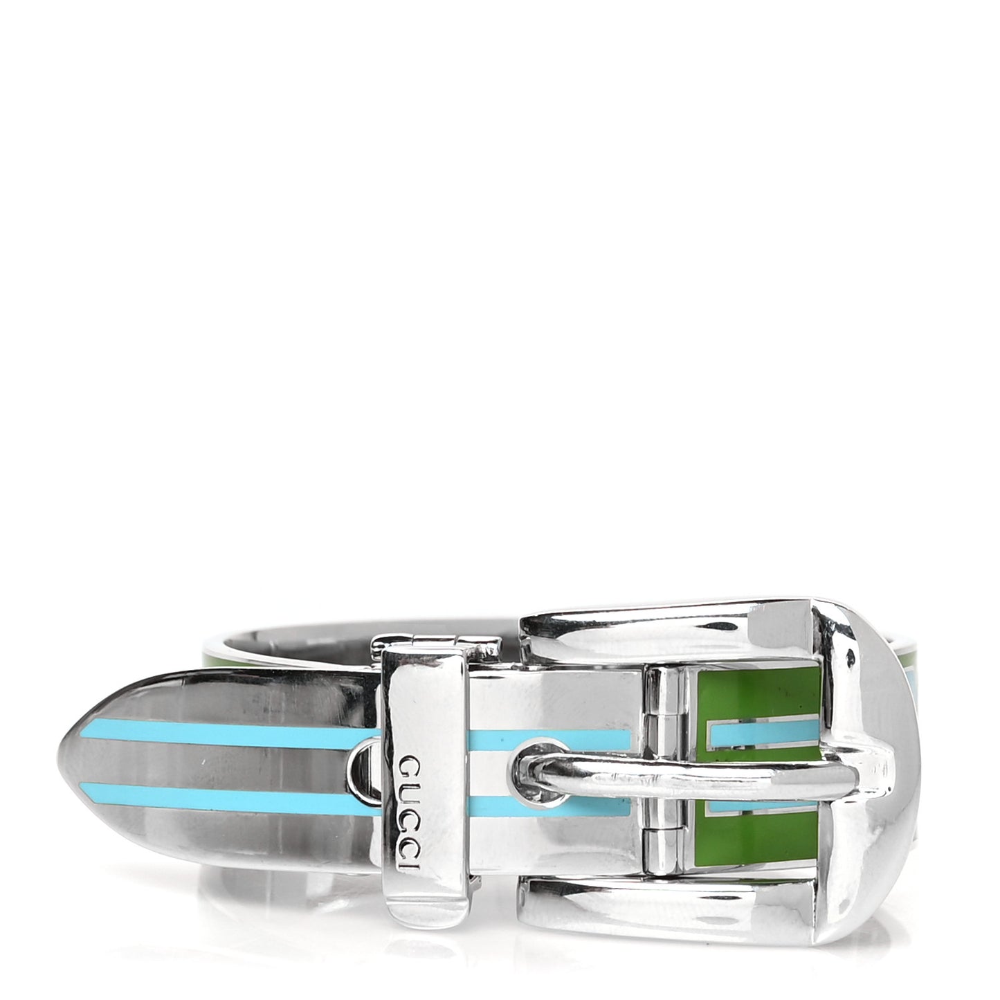 Metal Centennial Interlocking G Buckle Bracelet S Green Light Blue