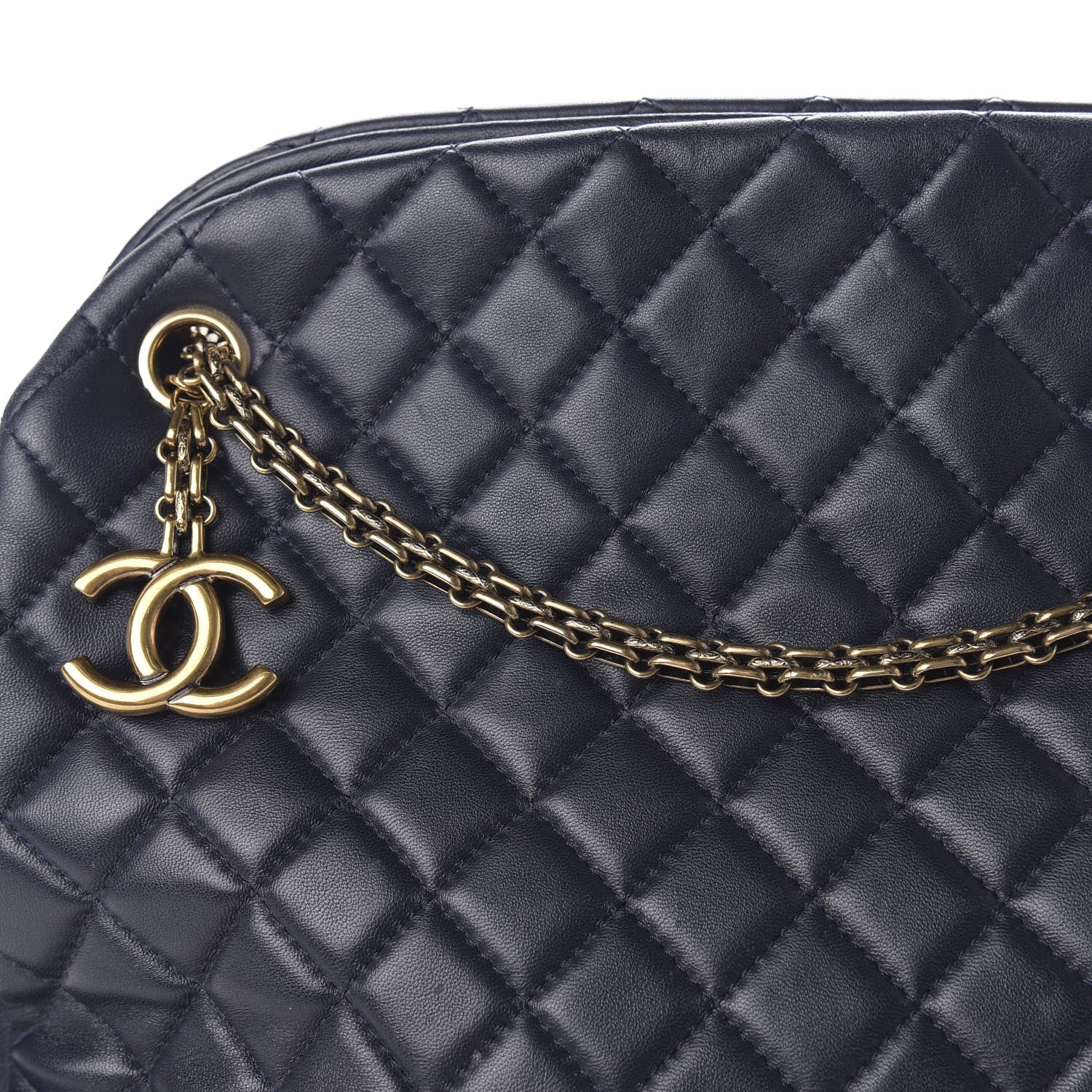 Chanel Lambskin Quilted Large Just Mademoiselle Bowling Bag Navy 10 of 10