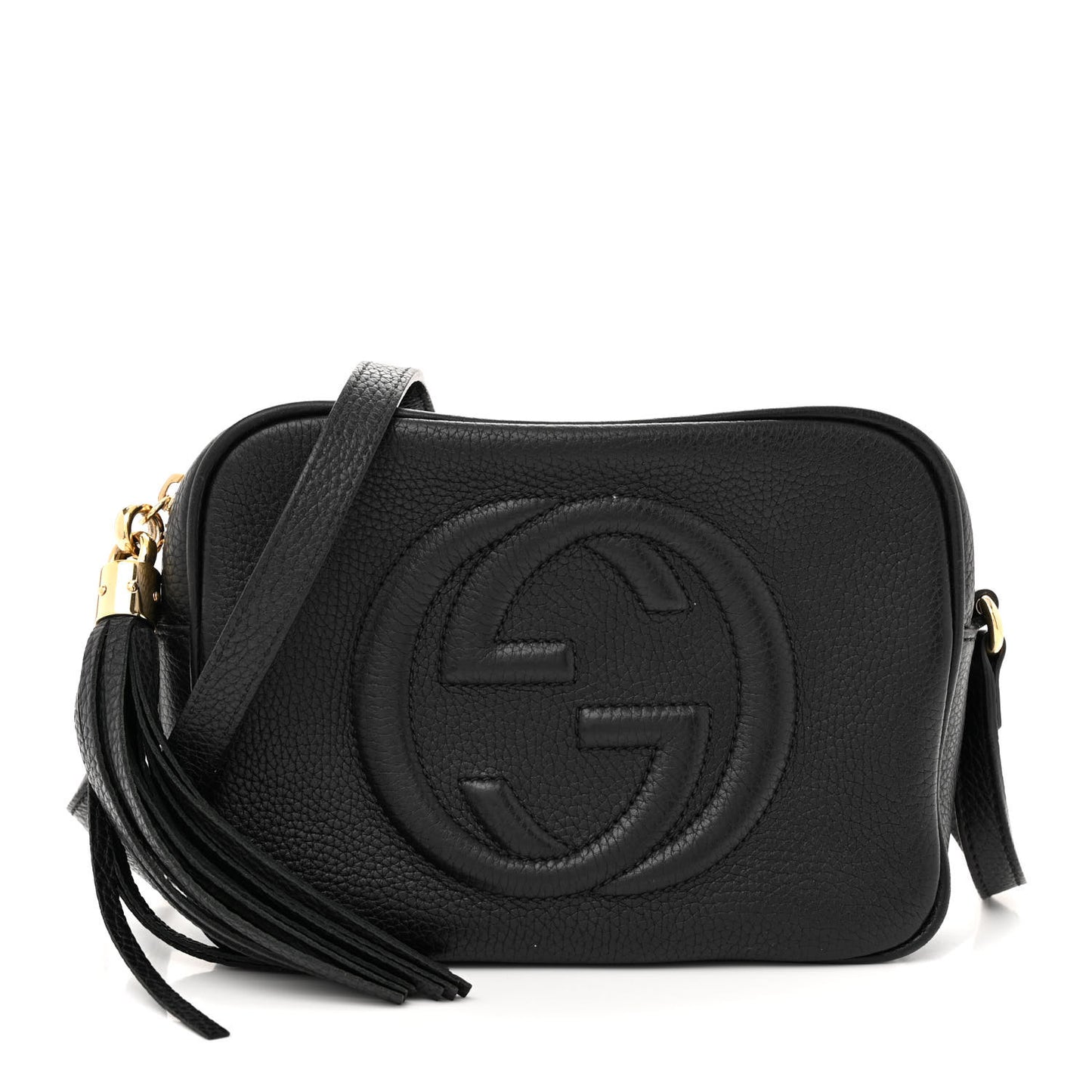 Pebbled Calfskin Small Soho Disco Bag Black