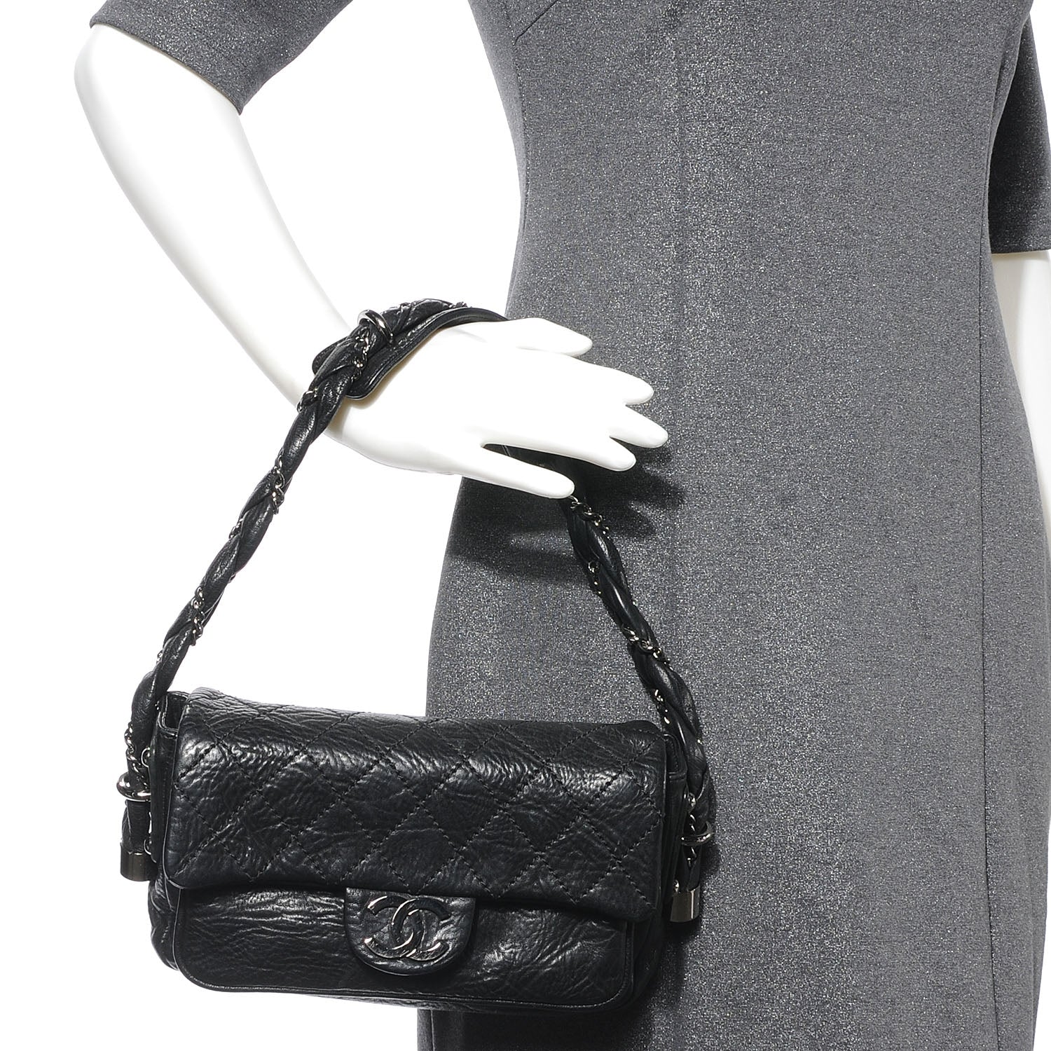 Chanel Distressed Lambskin Lady Braid Flap Black 2 of 7