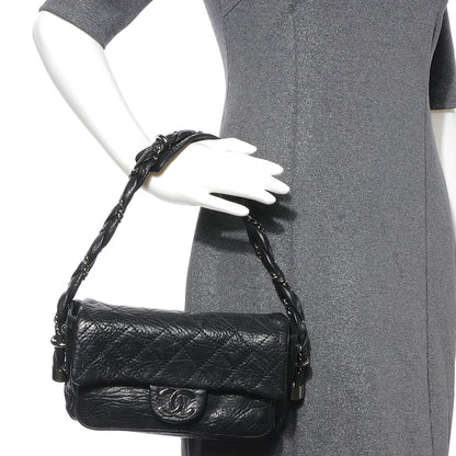 Chanel Distressed Lambskin Lady Braid Flap Black 2 of 7