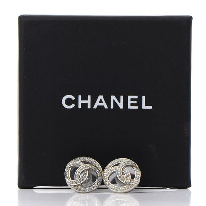 Chanel Crystal CC Round Earrings Silver 5 of 5