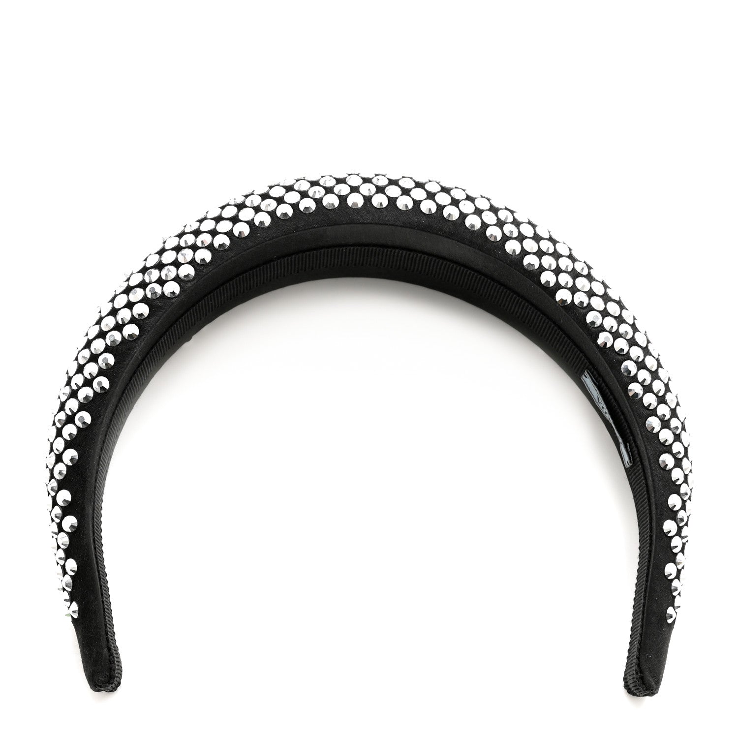 Prada Satin Crystal Embellished Headband Metal 3 of 8