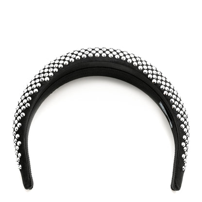 Prada Satin Crystal Embellished Headband Metal 3 of 8