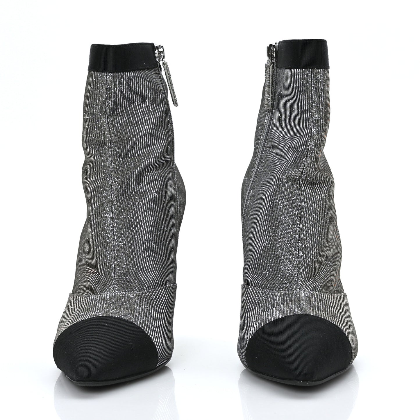 Micro Sequins Cap Toe Short Ankle Boots 37 Silver