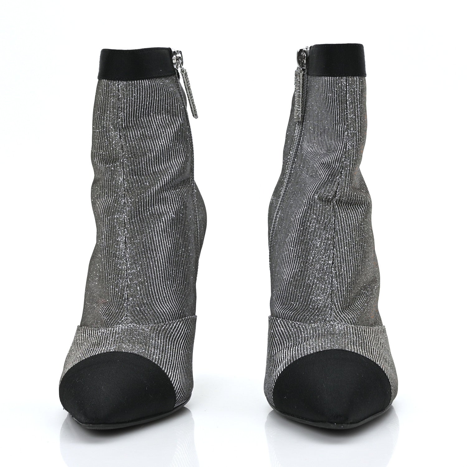 Chanel Micro Sequins Cap Toe Short Ankle Boots 37 Silver 2 of 8