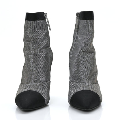 Chanel Micro Sequins Cap Toe Short Ankle Boots 37 Silver 2 of 8