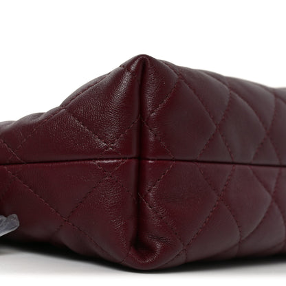 Chanel Lambskin Quilted Drawstring Clutch With Strap Dark Burgundy 8 of 9