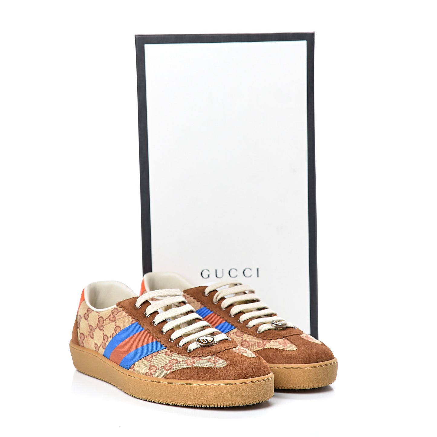 GG Monogram Suede Web Mens G74 Sneakers 9.5 Beige Ruggine Cuir