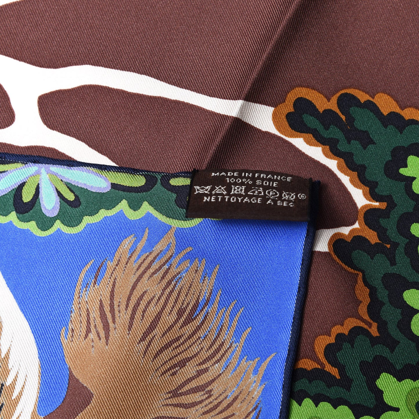 Silk The Three Graces Scarf 90 Bleu Vif Marron Vert