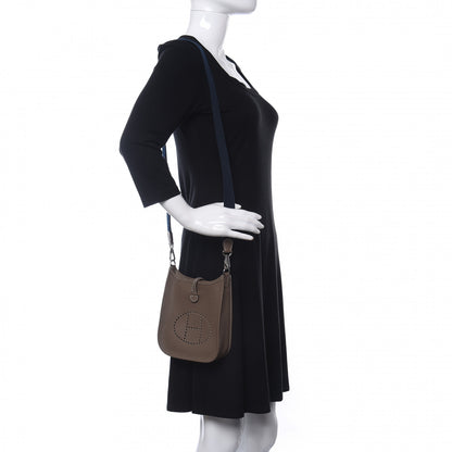Hermes Taurillon Clemence Amazone Evelyne TPM Etoupe Bleu Indigo 2 of 11