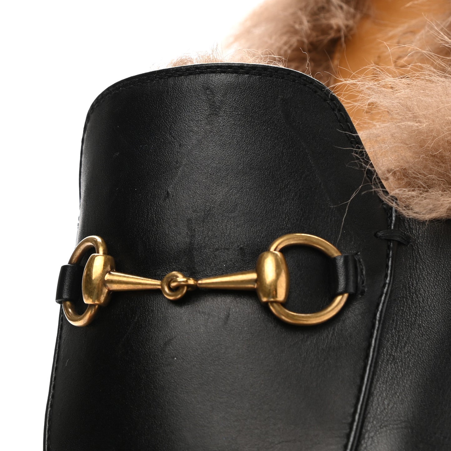 Calfskin Fur Womens Princetown Slippers 40 Black