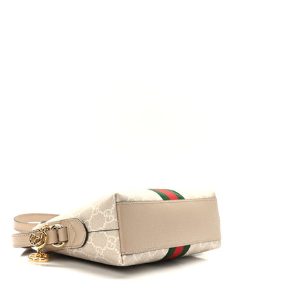 Gucci GG Supreme Monogram Textured Dollar Calfskin Web Small Ophidia Dome Shoulder Beige Mystic White Oatmeal 4 of 9